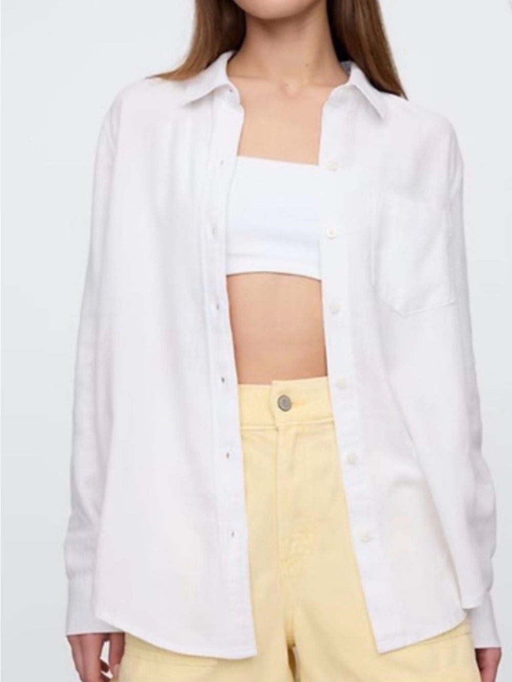 GAP Linen Blend Women’s White Button-Up Shirt Size Small